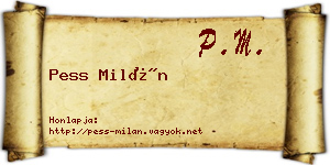 Pess Milán névjegykártya